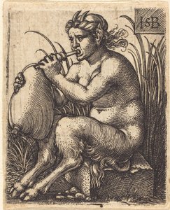 Mujer sátiro tocando la gaita, c.1525-50